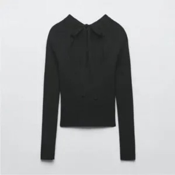 ZARA - LOW BACK KNIT SWEATER (BLACK) - Picture 4 of 6